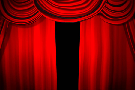 舞台上的幕布和灯光。剧院幕布的插图。