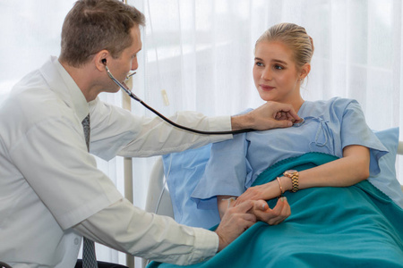 healthcare background of physical doctor examining patient with 