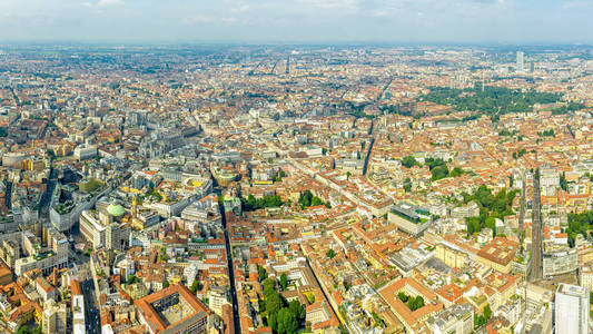 意大利米兰。历史城市中心鸟瞰图