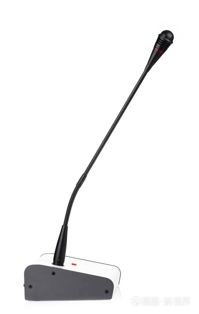 白色背景隔离会议桌话筒