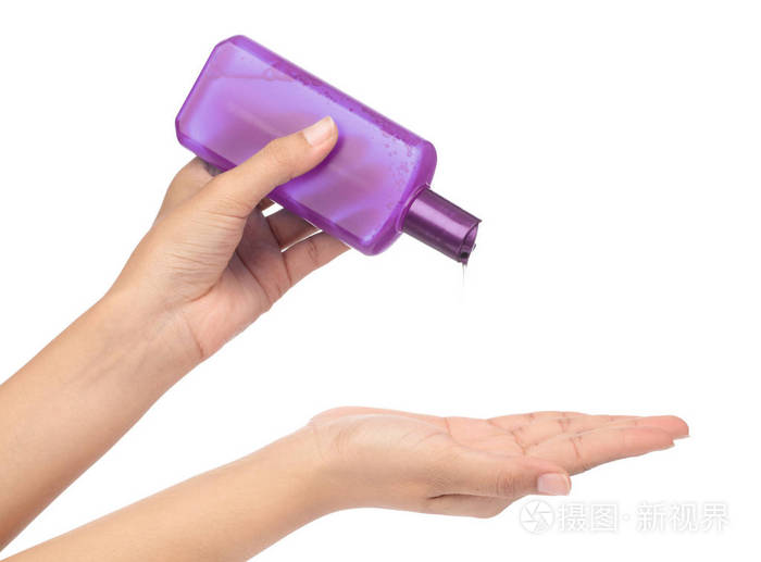 hand holding a bottle product cosmetic for skincare isolated on 