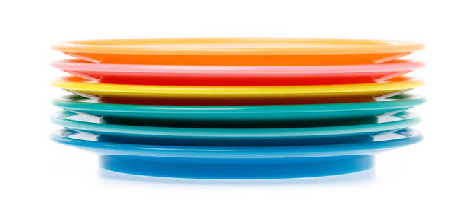Empty colorful plastic dish isolated on white background