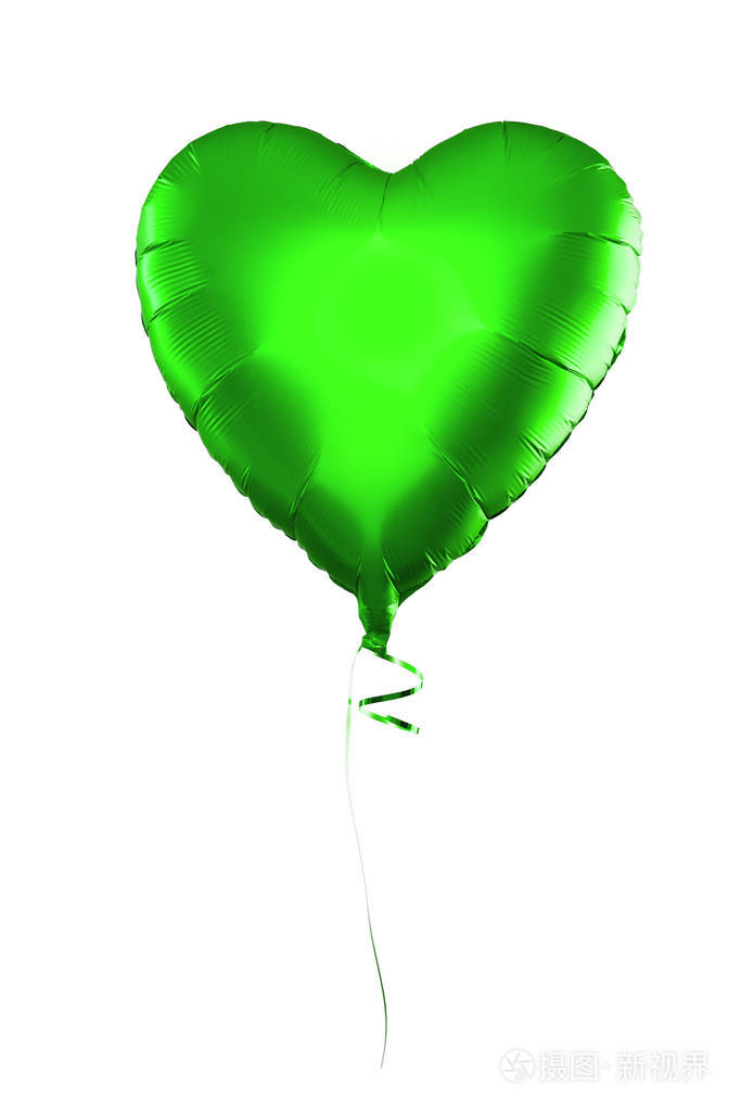白色背景上隔离的绿色气球