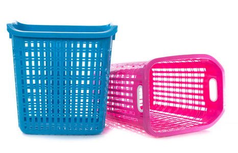 Empty plastic Laundry Basket isolate on white background 