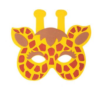 白色背景隔离长颈鹿动物狂欢节面具照片