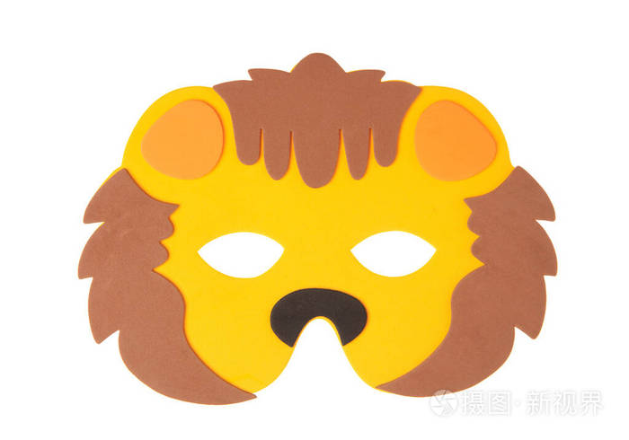 白色背景上隔离的狮子动物狂欢节面具