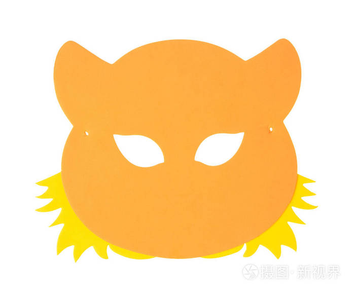 白色背景下隔离的老虎动物狂欢节面具