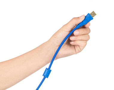 Hand holding High Speed USB Printer Cable USB 2.0  3.0 Cable A 