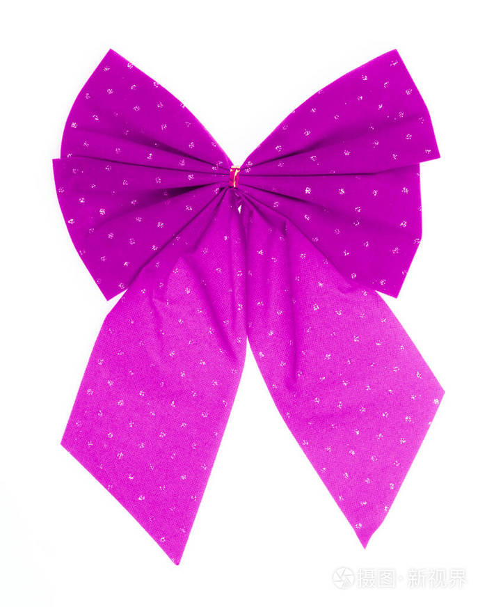 白色背景上隔离的粉红色蝴蝶结