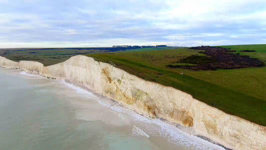 美丽的英国南海岸从上面无人机镜头
