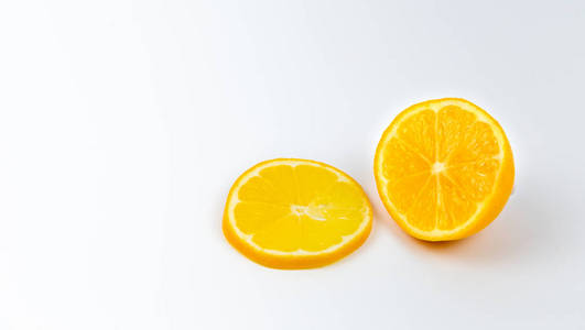 Collection of orange slices. Circle orange fruit slice isolated 