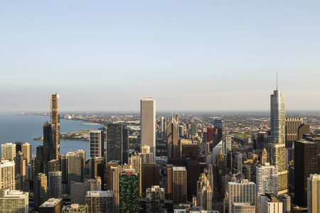 美国伊利诺伊州，白天芝加哥天际线的美丽鸟瞰图