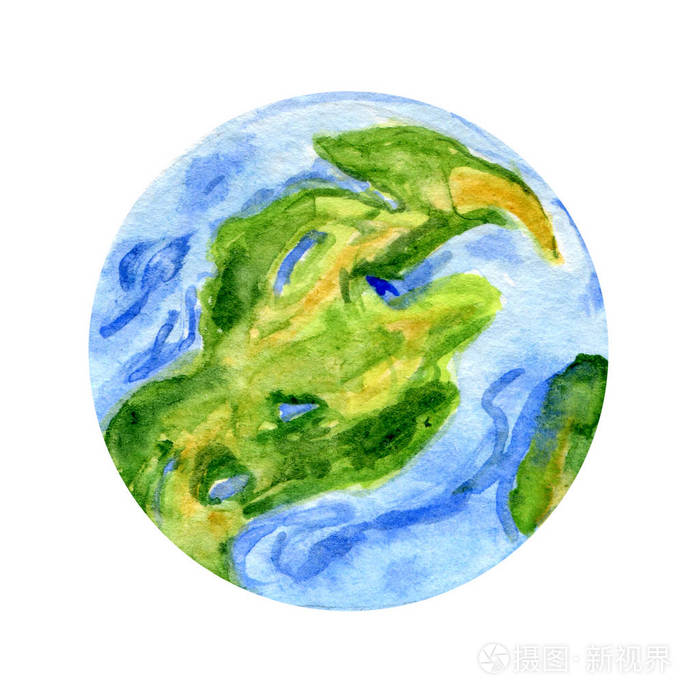 白色背景的蓝色星球地球