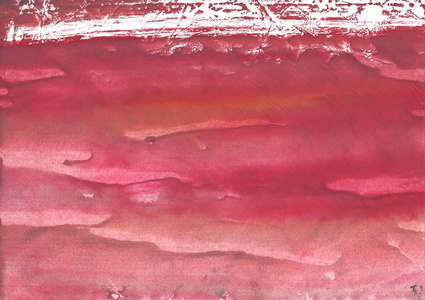 红粉色水彩画。抽象绘画背景。水彩纹理