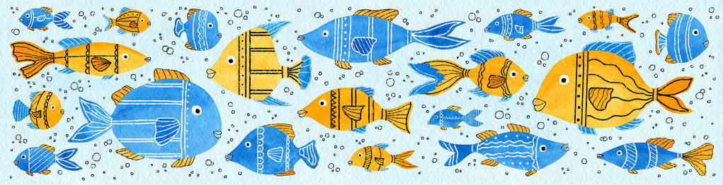 手工制作的 野生动物 钓鱼 要素 卡片 海洋 油漆 有趣的