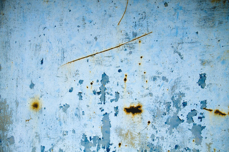 OLd blue shelled and rusty wall background 