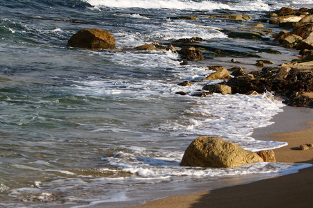 早晨 贝壳 巨石 海岸 天空 冬天 气候 岩石 旅行 海滩