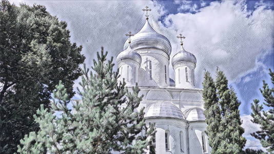 古东正教旧塔摄影艺术图片图片