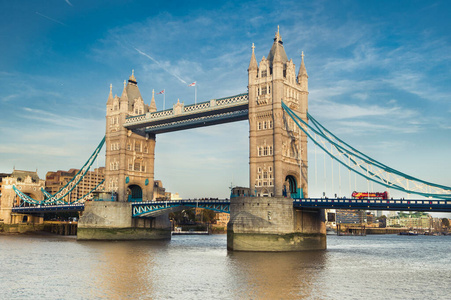 Close up of london tower bridge at bright sunny day 