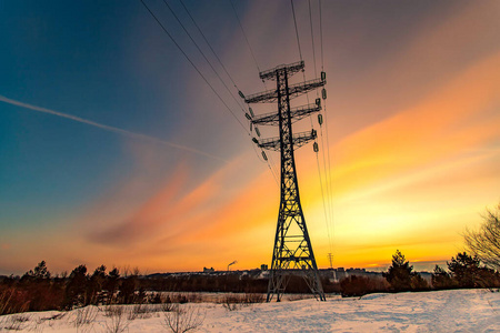 环境 金属 能量 通信 行业 风景 轮廓 电缆 电力线 传输