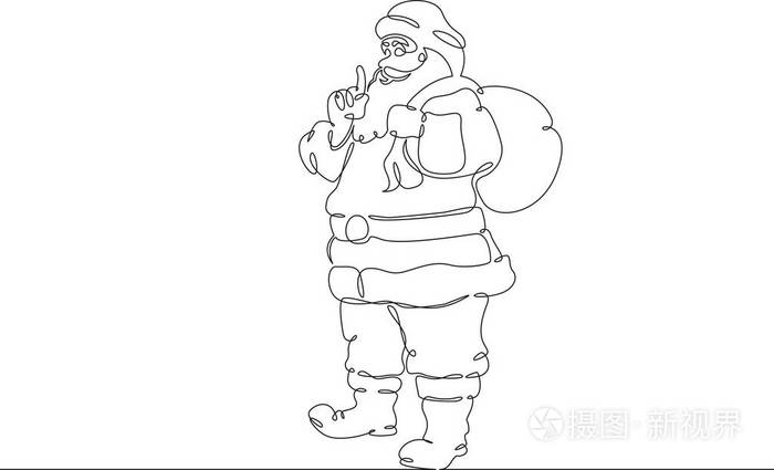 一个连续画的单线涂鸦字符圣诞老人