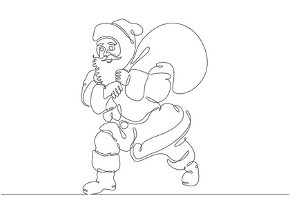 一个连续画的单线涂鸦字符圣诞老人照片