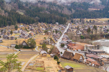 村庄 目的地 森林 日本人 冬天 假日 历史的 风景 旅行者