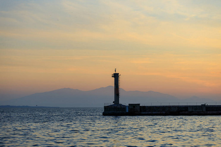 海的 安全 灯塔 夏天 太阳 探照灯 美丽的 轮廓 海事