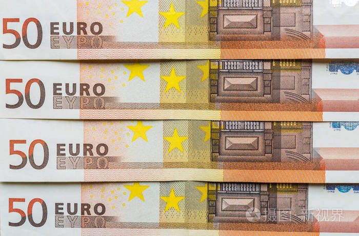 Close up of euro EU European Union currency, bills of 50 euros. 