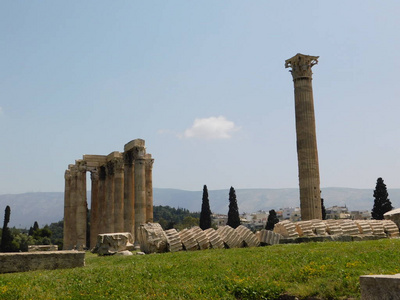 建筑 历史的 文化 文明 希腊语 奥林匹亚 天空 旅行 古典的