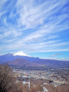 天空 城市 云景 湖边 流行的 富士山 旅游 旅游业 自然