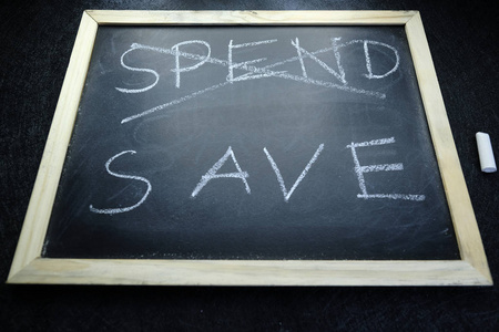 save word written on black board, close up 