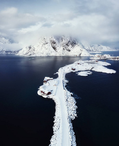 自然 挪威 北欧 冬天 旅行 海洋 天空 无人机 港口 村庄