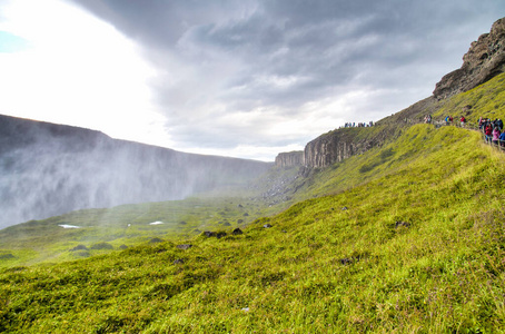 美丽的 夏天 冰岛语 瀑布 欧洲 美女 天空 自然 旅行
