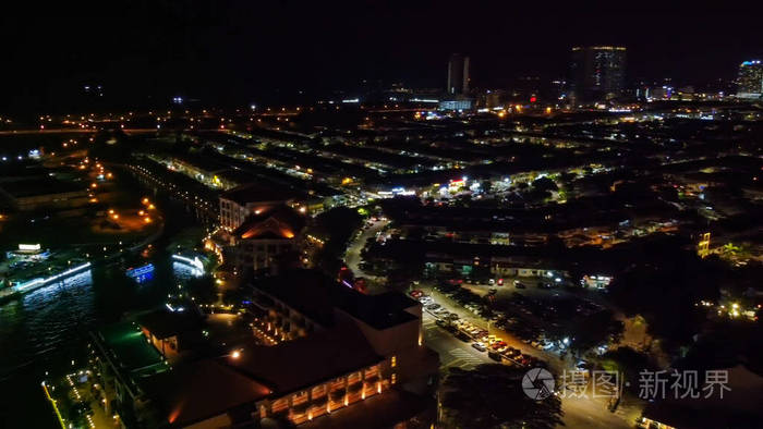 照亮 港口 天际线 街道 建立 城市景观 摄影 黄昏 傍晚