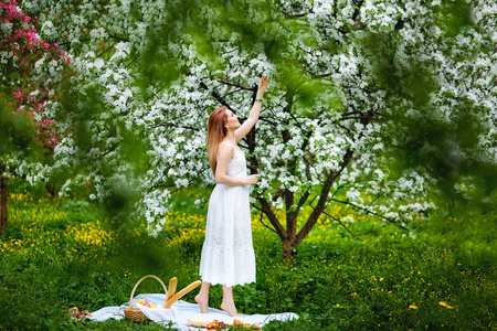 发型 盛开 温柔 夏天 自然 魅力 花园 漂亮的 头发 花的