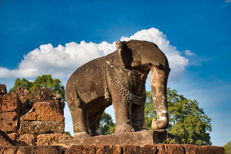 古老的 柬埔寨 雕塑 旅行 联合国教科文组织 纪念碑 岩石