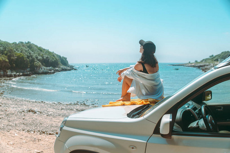 幸福 汽车旅行 汽车 自然 快乐 女人 旅行 海滩 冒险