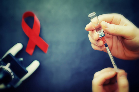 艾滋病 感染 帮助 意识 医学 注射 安瓿 签名 注射器