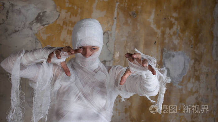 万圣节形象裹着绷带的木乃伊复活的传奇人物