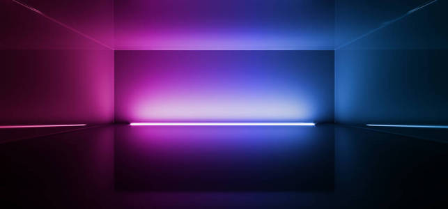 科学 射线 插图 霓虹灯 反射 混凝土 三维 安装 隧道