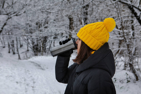 冬天 追踪 下雪 美女 温暖的 白种人 公园 复制空间 自然