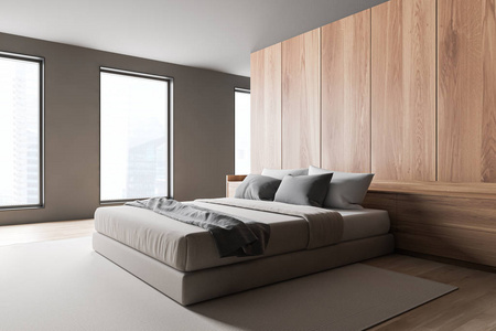 空的 美丽的 木材 住宿 奢侈 房间 窗口 卧室 地板 床头板