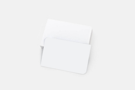 A pile of empty business card for mock up isolated on white. 