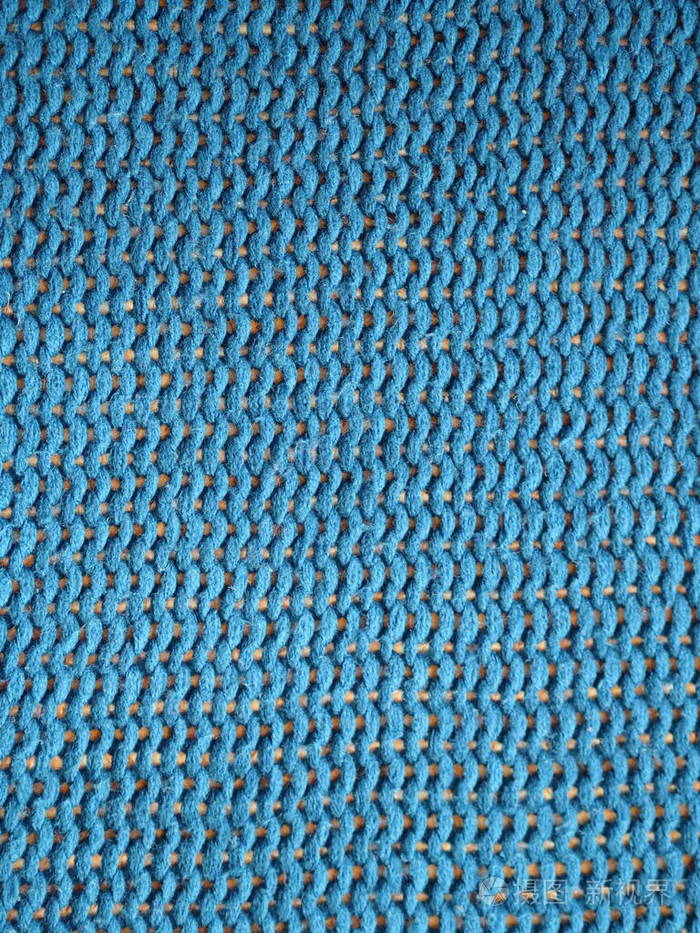 蓝色针织纹理的背景编织与檩条环
