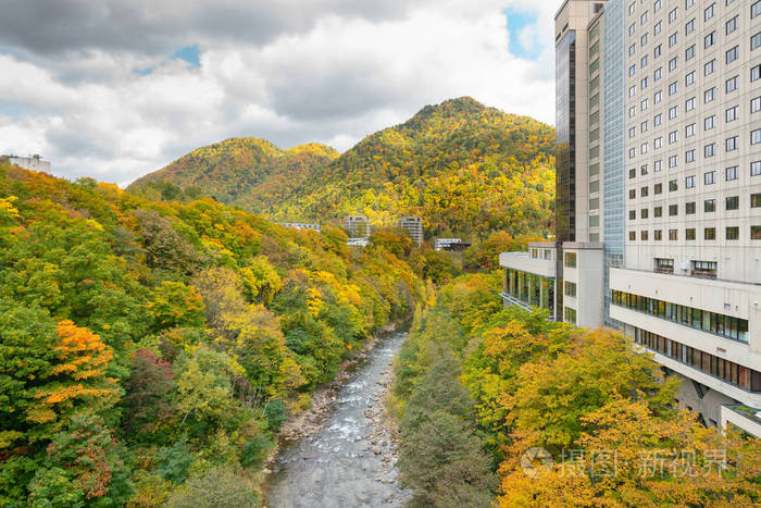 秋天 度假村 城市景观 公园 札幌 落下 日本 地标 山谷