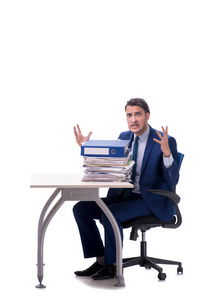 Employee working isolated on white background