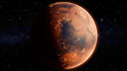 环绕火星运行。高质量3d插图