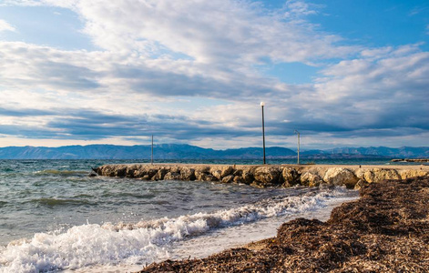 海滩 美丽的 欧洲 休息 海湾 风景 海岸 假期 社论 稻草