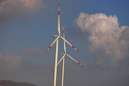 能量 生产 领域 风车 太阳 螺旋桨 轮廓 技术 权力 日落